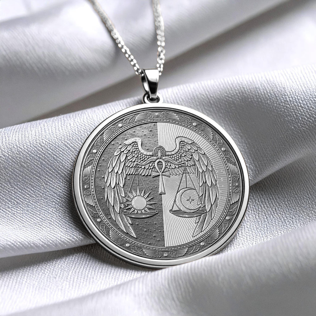 Cosmic Balance Sun & Moon Ankh Medallion – Winged Sacred Harmony Pendant