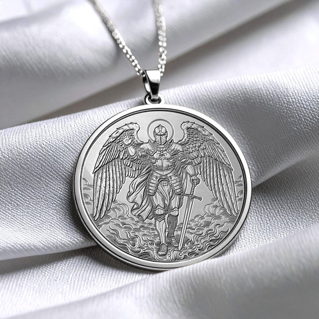 14K Archangel Michael Pendant – Divine Protection Necklace