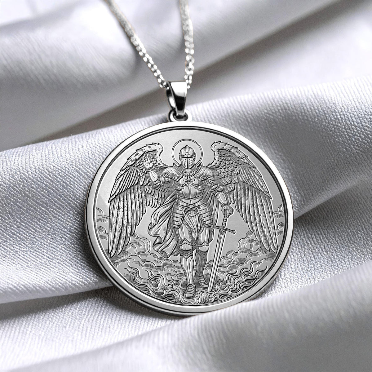 14K Archangel Michael Pendant – Divine Protection Necklace
