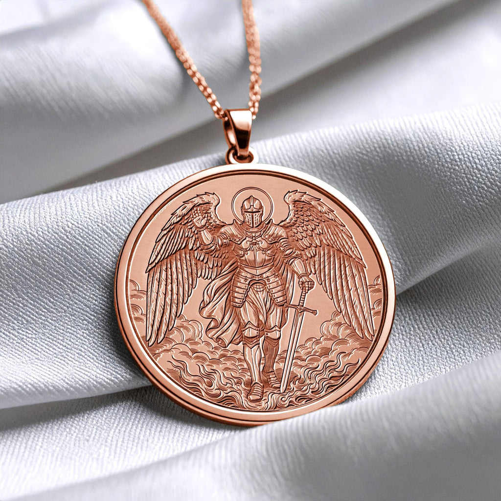 14K Archangel Michael Pendant – Divine Protection Necklace