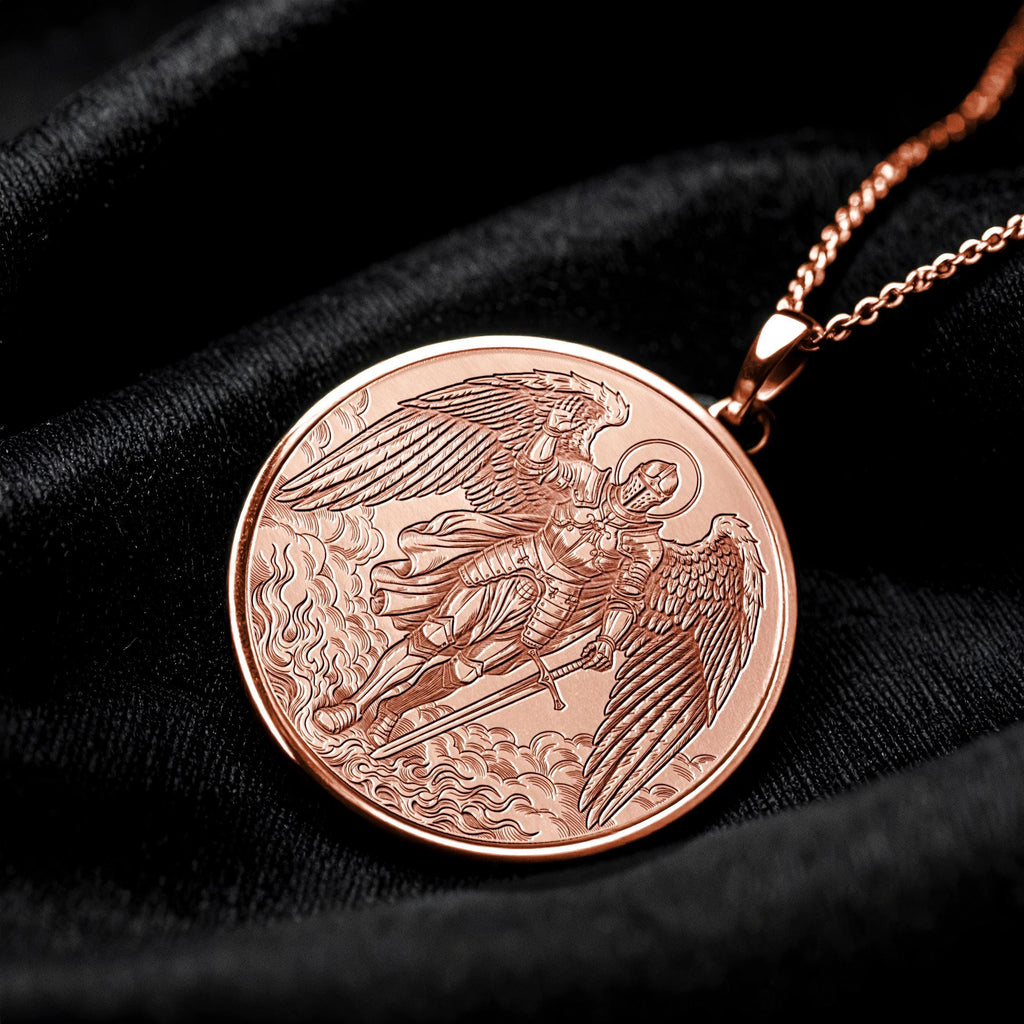 14K Archangel Michael Pendant – Divine Protection Necklace