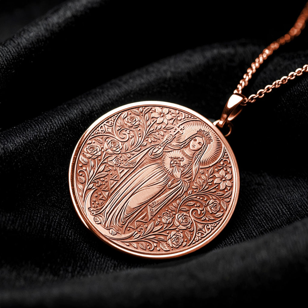 Virgin Mary Medallion Necklace, Sacred Christian Jewelry