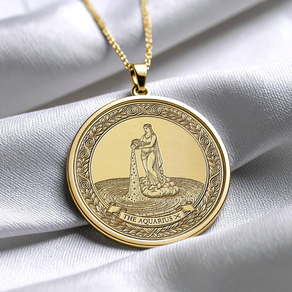 Personalized Aquarius Zodiac Necklace – Symbol of Vision & Freedom -3