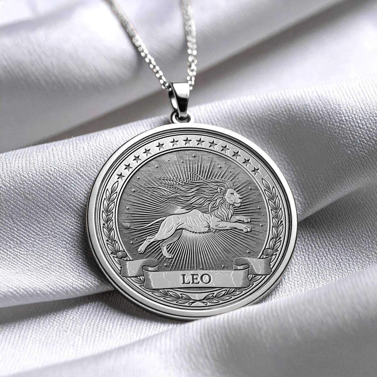 Personalized Leo Zodiac Necklace : Lion Spirit Pendant -5