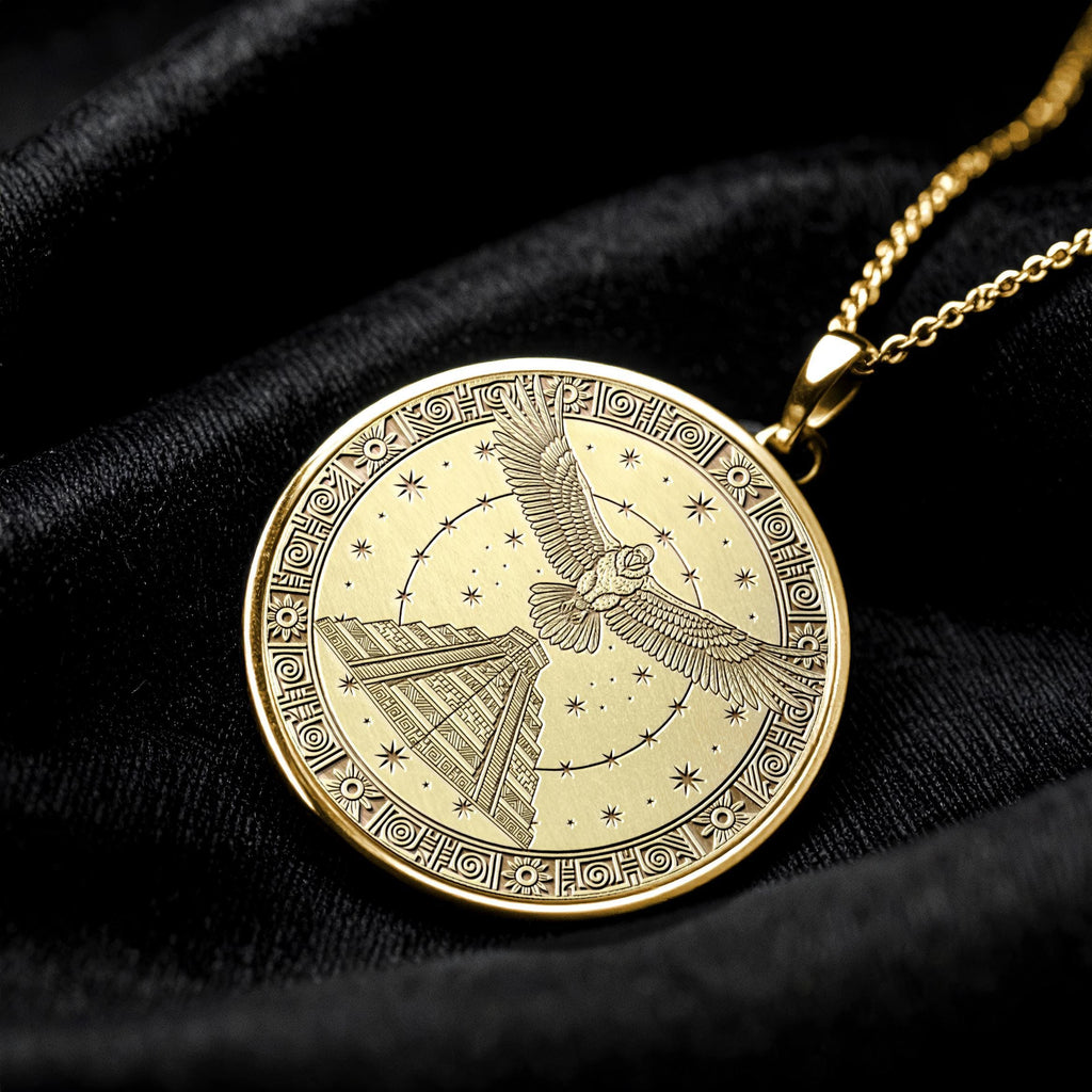 Eagle Aztec Pendant: Sterling Silver Mayan Symbol Necklace