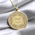 Heart Hands Mandala Pendant Necklace – Sterling Silver, Floral Medallion