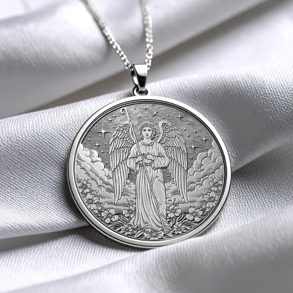 Archangel Raphael Necklace, Faith and Protection Symbol,