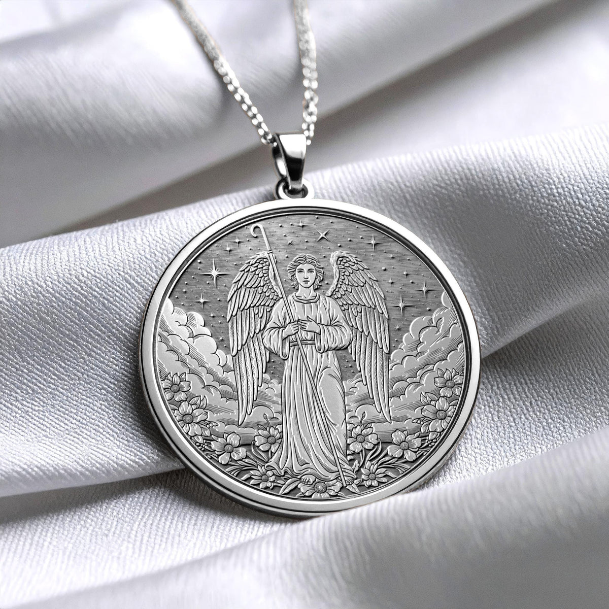 Archangel Raphael Necklace, Faith and Protection Symbol,