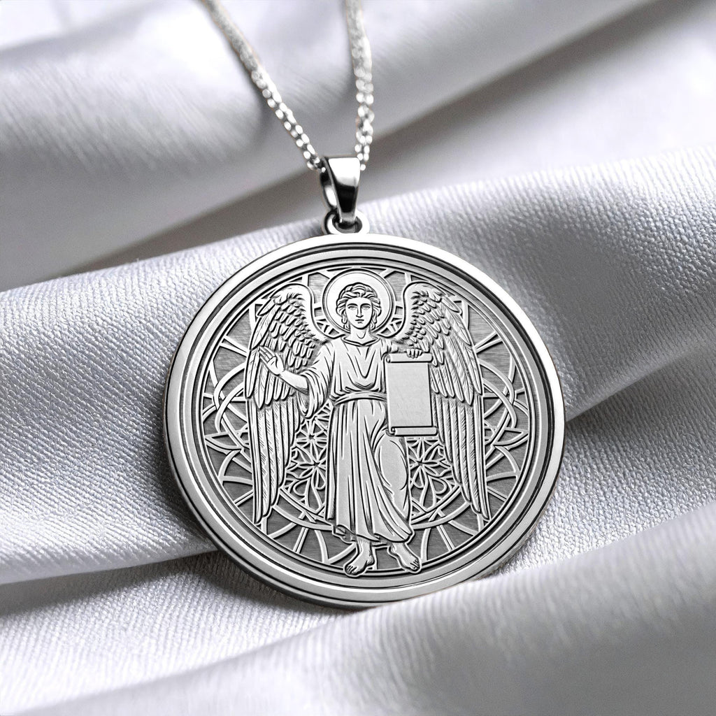 Archangel Gabriel Necklace, Mother's Day Religious Gift, Wedding Gift, 14K Gold Protection Jewelry