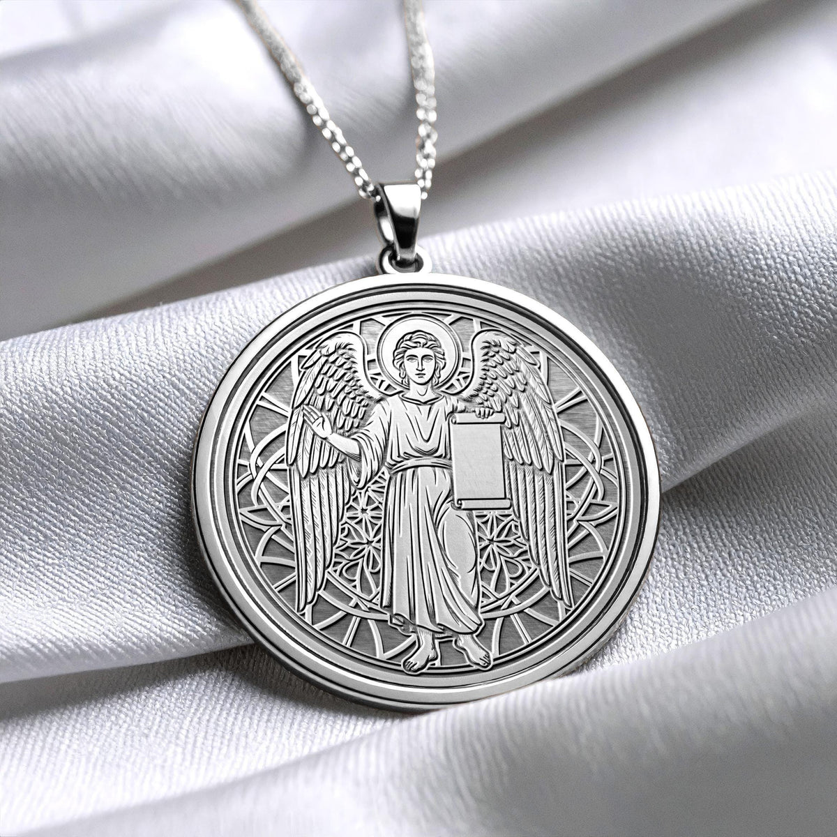 Archangel Gabriel Necklace, Mother's Day Religious Gift, Wedding Gift, 14K Gold Protection Jewelry