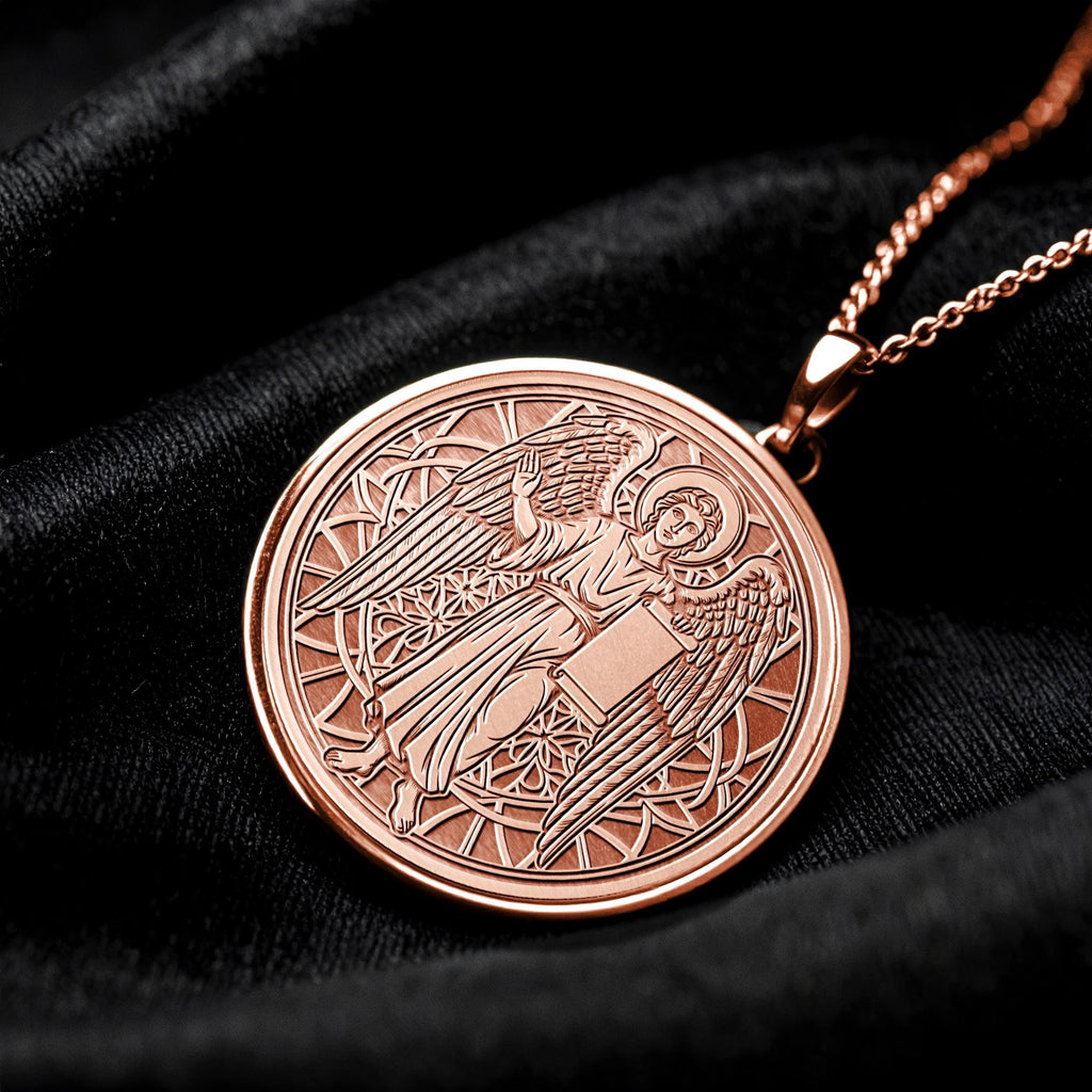 Archangel Gabriel Necklace, Mother's Day Religious Gift, Wedding Gift, 14K Gold Protection Jewelry