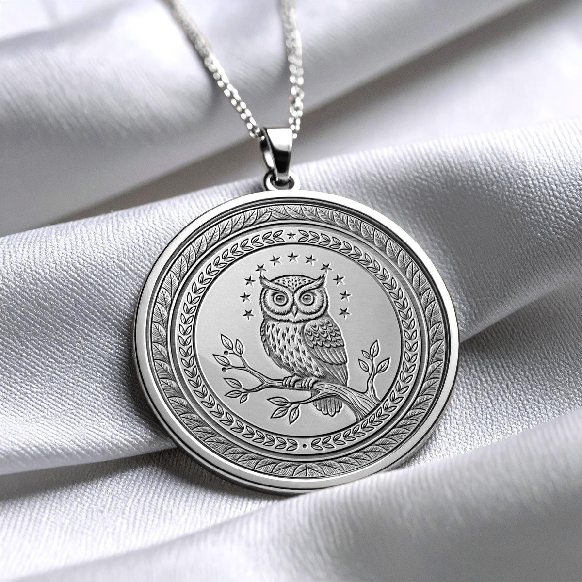 Athena Owl Medallion Necklace – Greek Mythology Coin Pendant