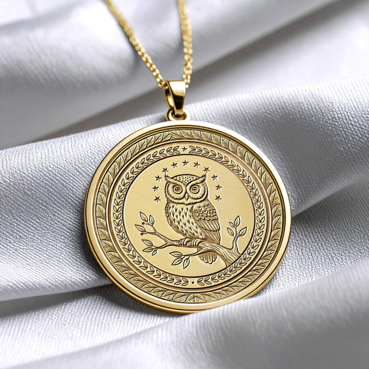Athena Owl Medallion Necklace – Greek Mythology Coin Pendant