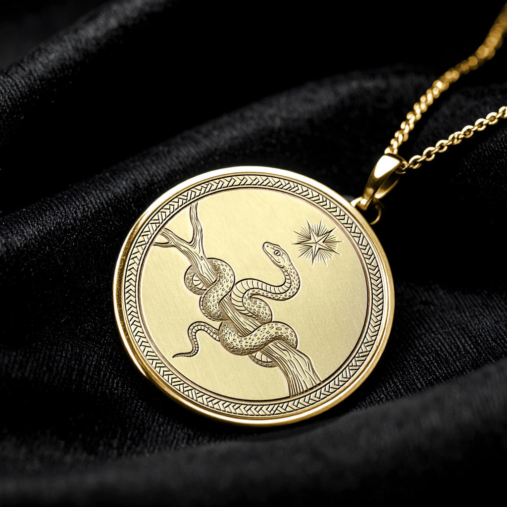 Serpent Talisman Necklace – Mystical Snake Amulet, Spiritual Jewelry