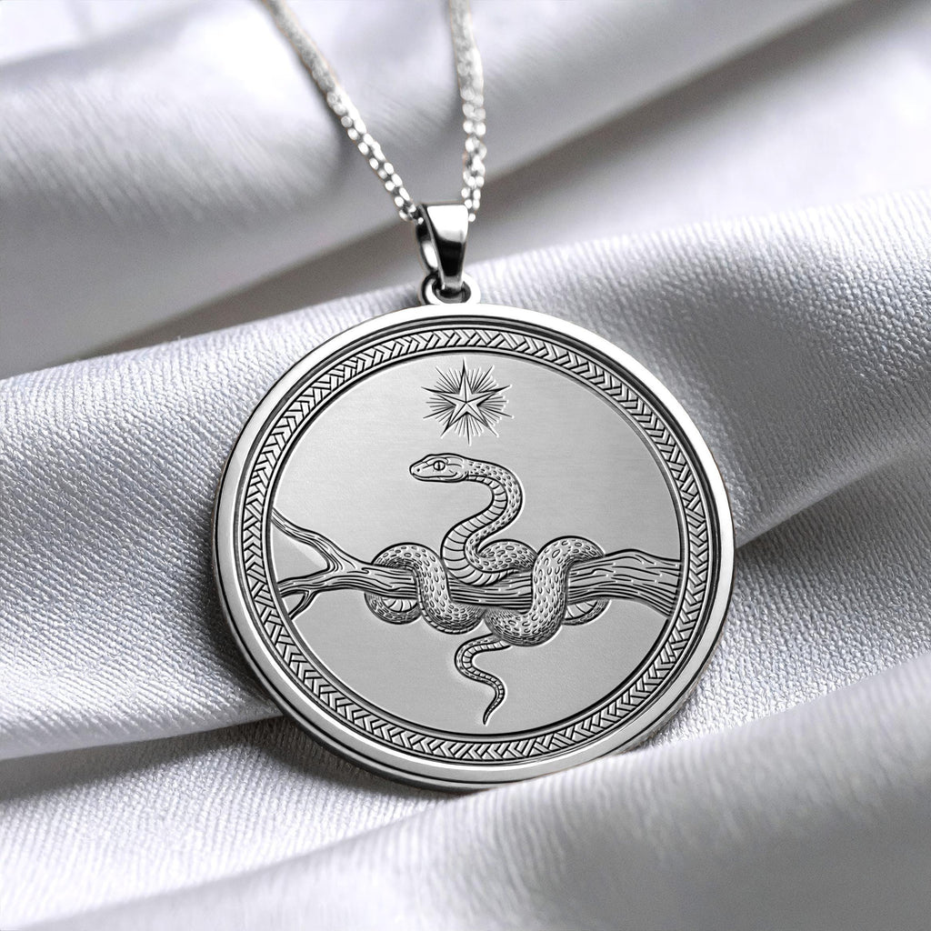 Serpent Talisman Necklace – Mystical Snake Amulet, Spiritual Jewelry
