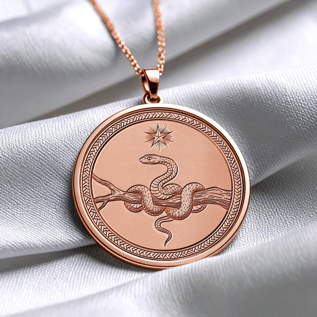 Serpent Talisman Necklace – Mystical Snake Amulet, Spiritual Jewelry