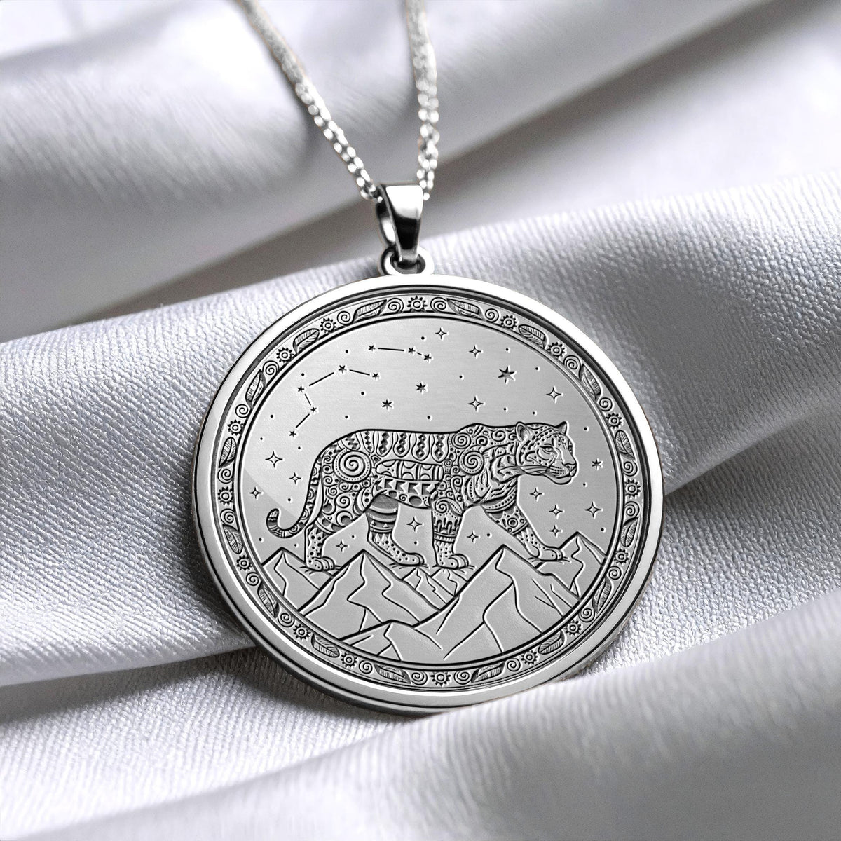 Aztec Jaguar Coin Pendant – Sterling Silver or Gold Totem Necklace