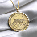 Aztec Jaguar Coin Pendant – Sterling Silver or Gold Totem Necklace