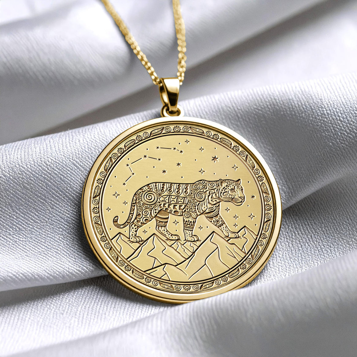 Aztec Jaguar Coin Pendant – Sterling Silver or Gold Totem Necklace