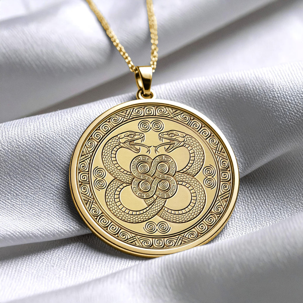 Double-Headed Serpent Medallion – Celtic Snake Pendant