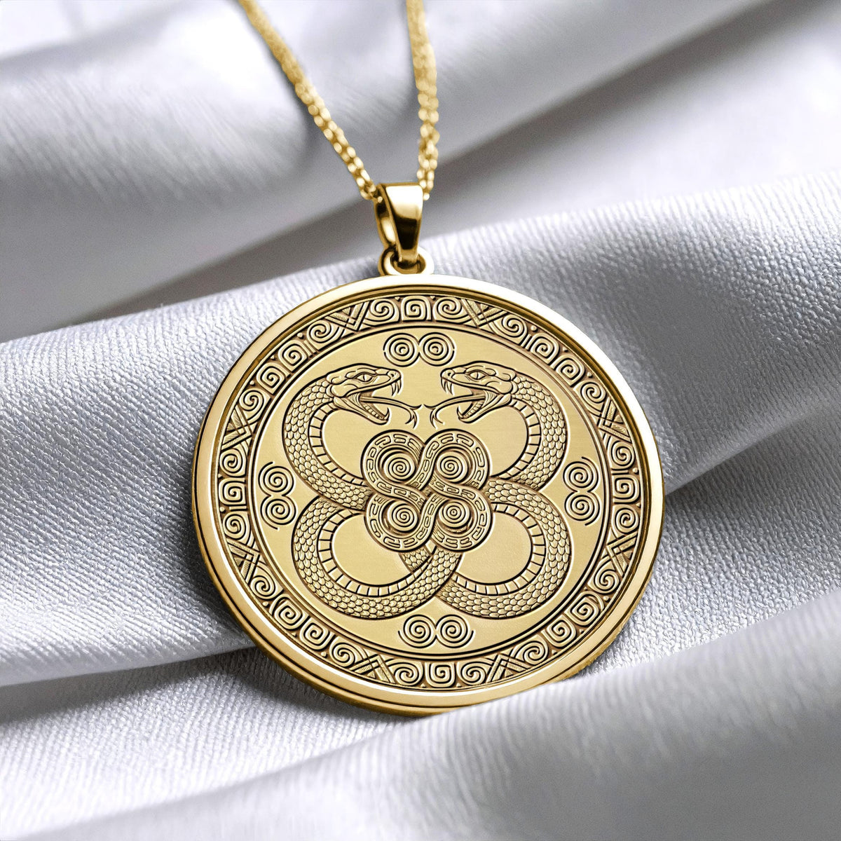 Double-Headed Serpent Medallion – Celtic Snake Pendant
