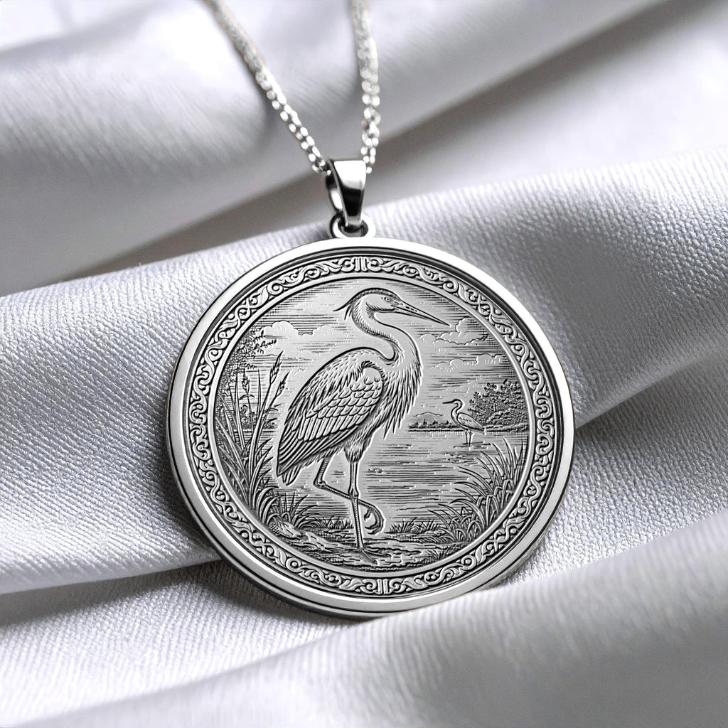 Crane Necklace – Zen Bird Pendant, Spiritual Harmony Jewelry