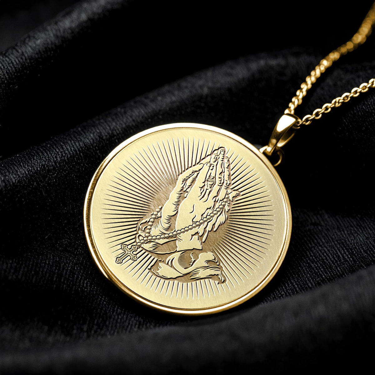 Prayer Hand Pendant – Miraculous Medal & Dainty Gold Cross Jewelry