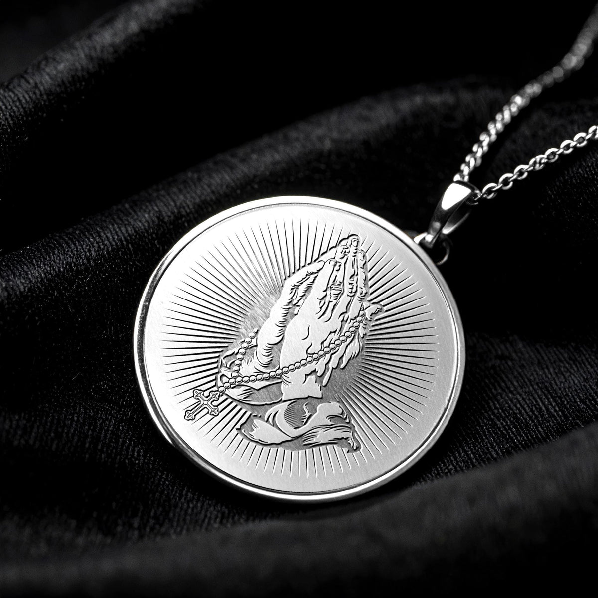 Prayer Hand Pendant – Miraculous Medal & Dainty Gold Cross Jewelry