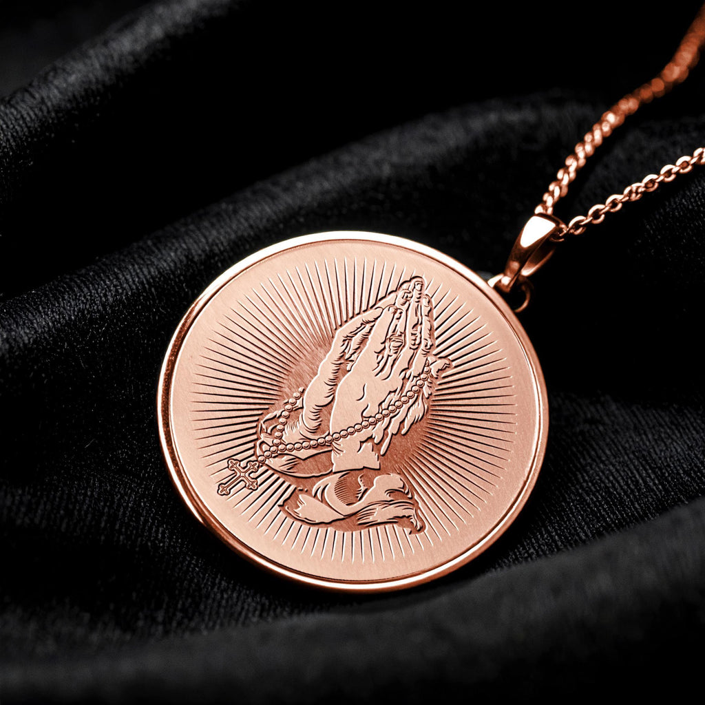 Prayer Hand Pendant – Miraculous Medal & Dainty Gold Cross Jewelry