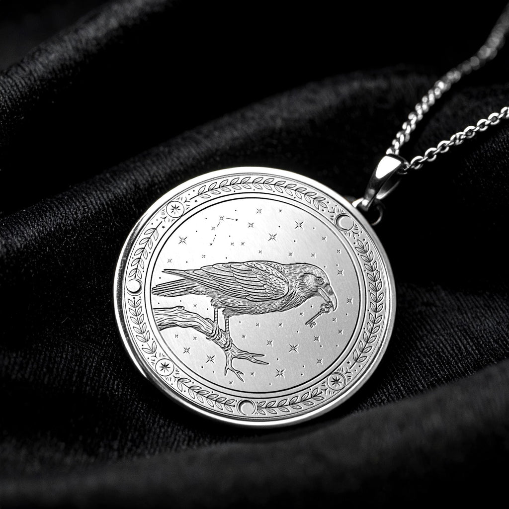 Mystic Raven Medallion – Sterling Silver Norse Amulet