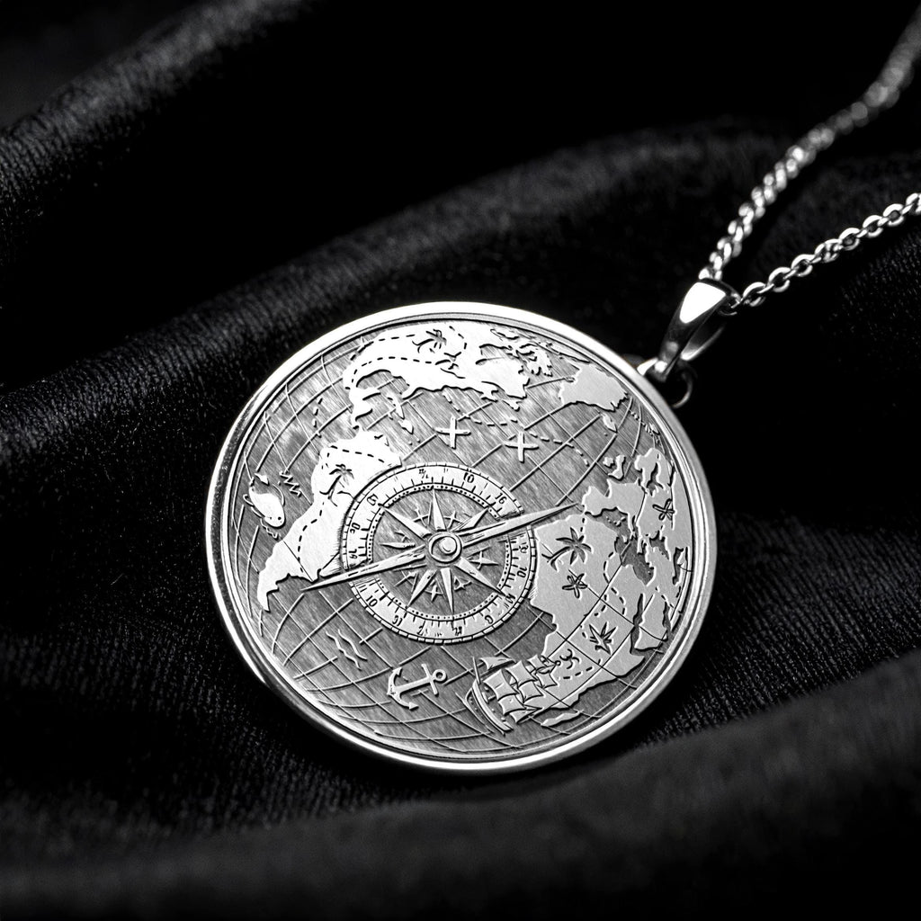 World Map Compass Necklace – A Meaningful Gift for Adventurers