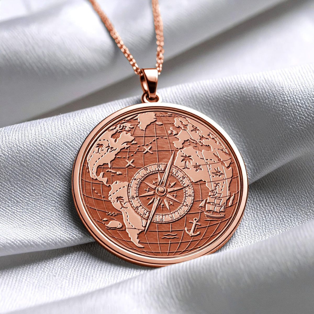World Map Compass Necklace – A Meaningful Gift for Adventurers