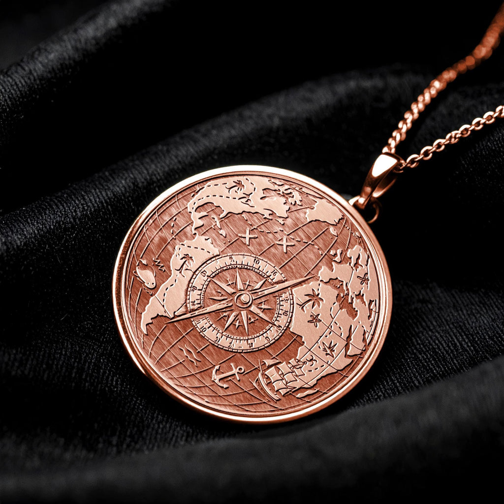 World Map Compass Necklace – A Meaningful Gift for Adventurers