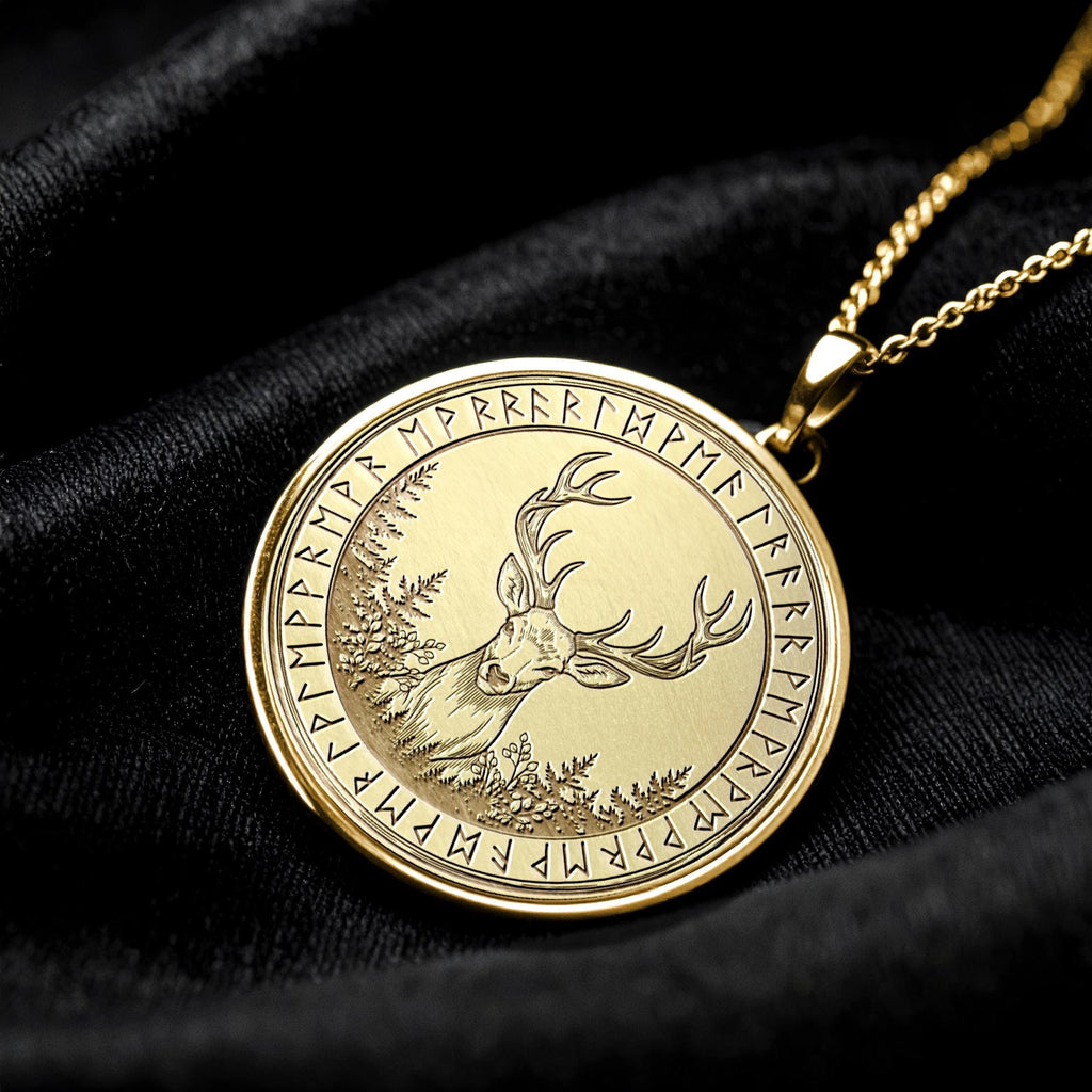 Deer Necklace Stag Antler Nature Medallion