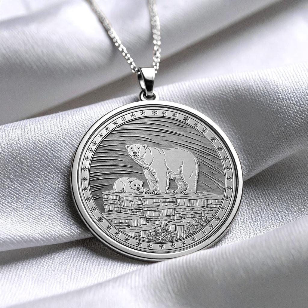 Polar Bear Pendant, Mama Bear Necklace