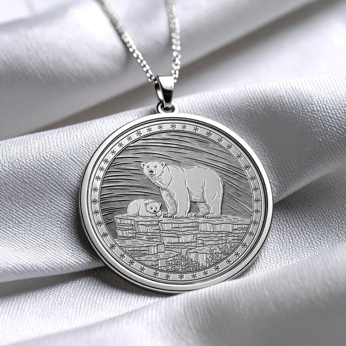 Polar Bear Pendant, Mama Bear Necklace