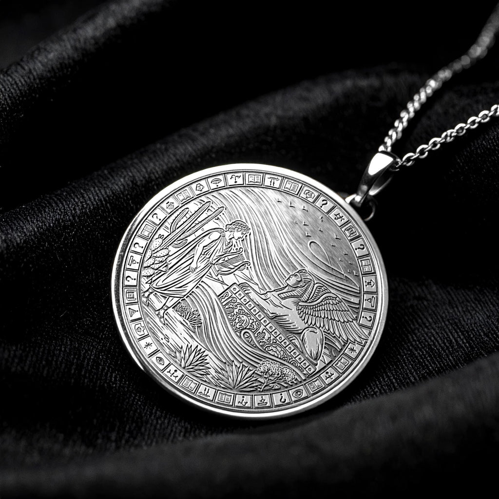 Apollo Sun God Necklace with Sphinx Medallion