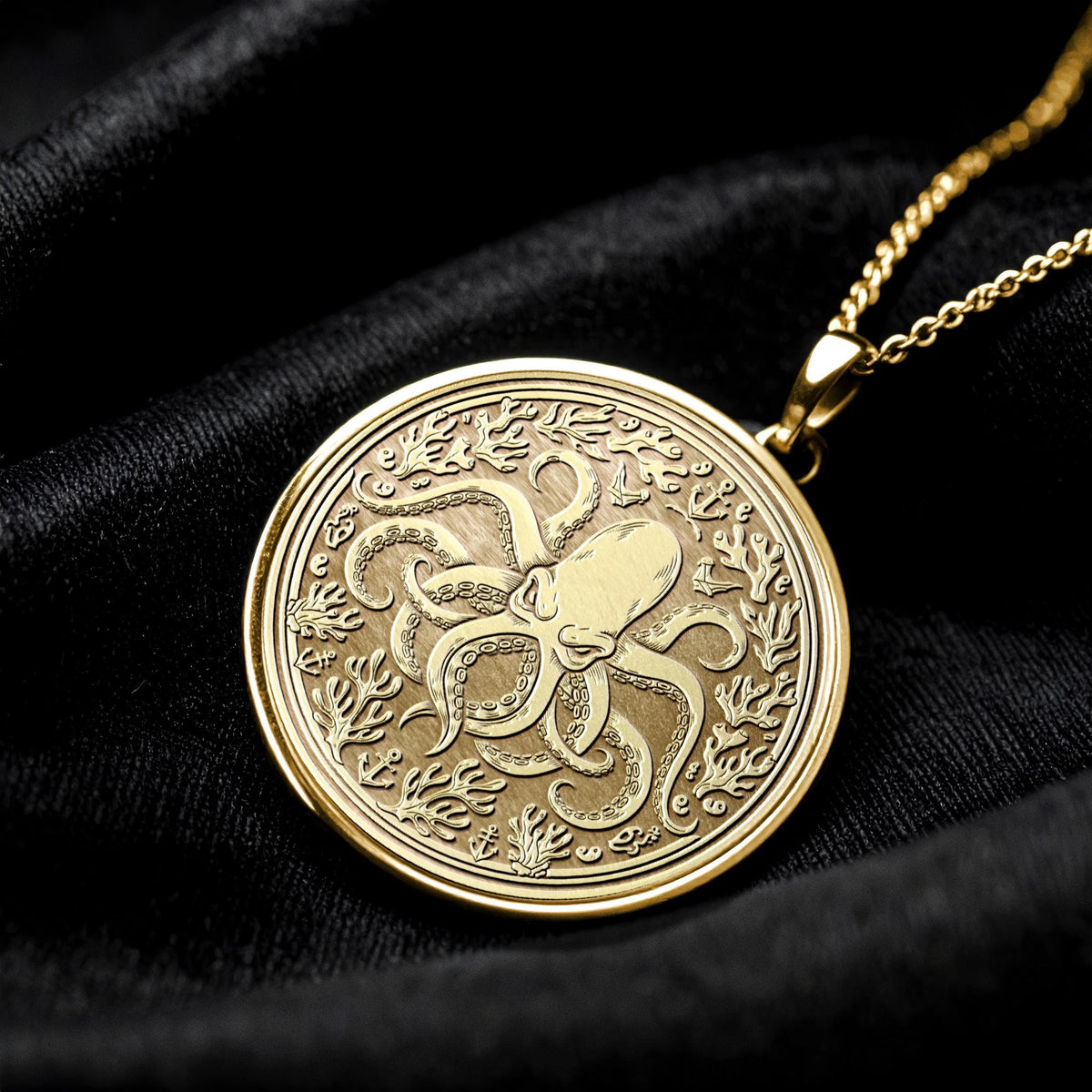 Nautical Octopus Necklace Sea Medallion