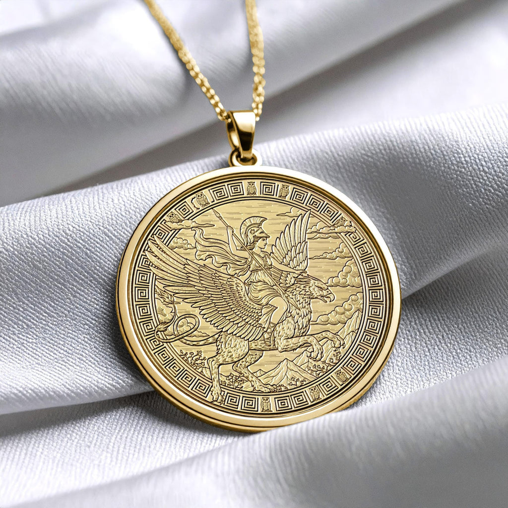 Athena Goddess Necklace – Greek Wisdom Medallion