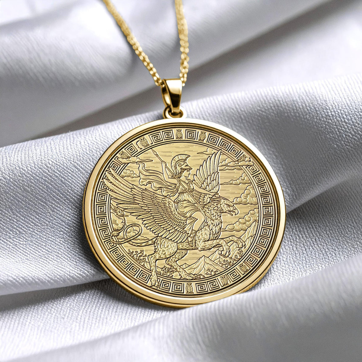 Athena Goddess Necklace – Greek Wisdom Medallion