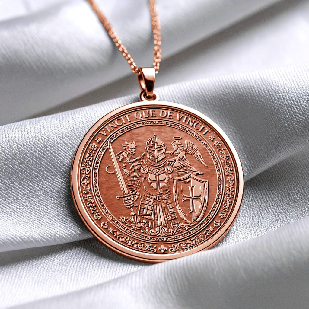 Latin Motto Vincit Qui Se Vincit Self Mastery Necklace