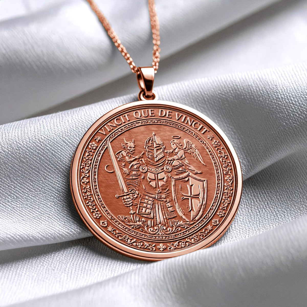 Latin Motto Vincit Qui Se Vincit Self Mastery Necklace