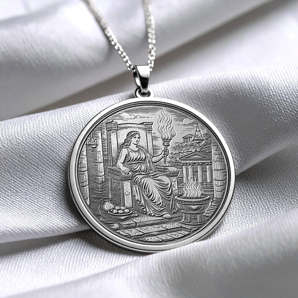 Hestia Pendant – Sacred Flame Goddess Necklace