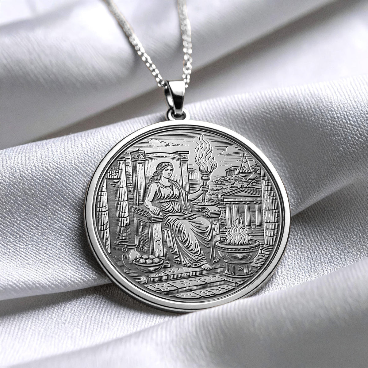 Hestia Pendant – Sacred Flame Goddess Necklace