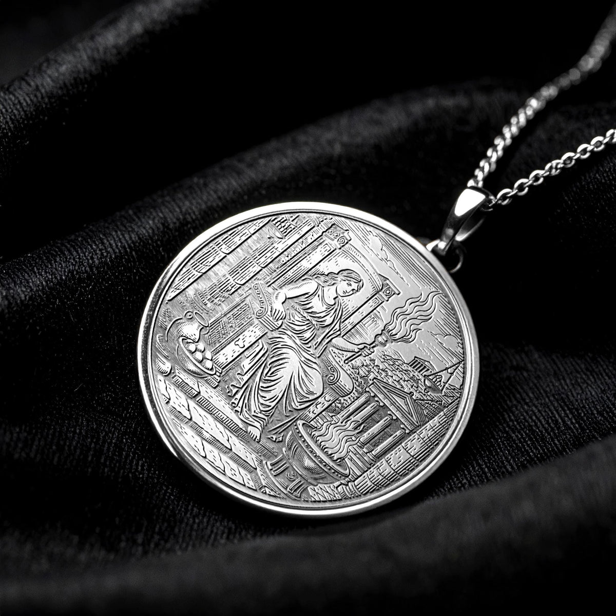 Hestia Pendant – Sacred Flame Goddess Necklace