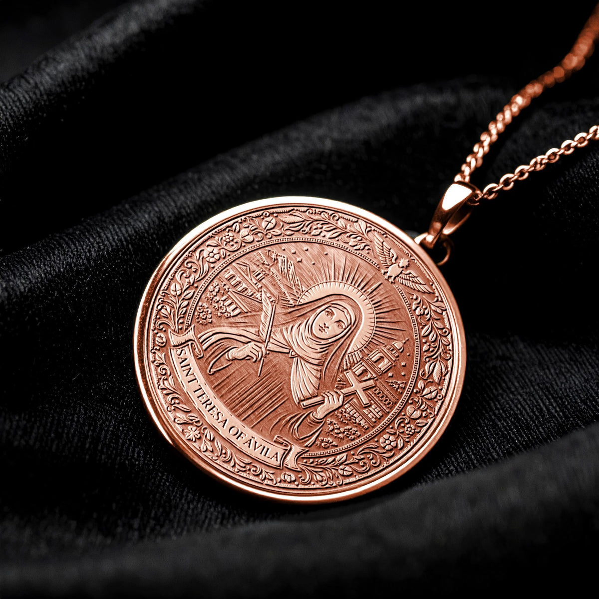 Saint Teresa Pendant – Gold Plated Religious Jewelry 392