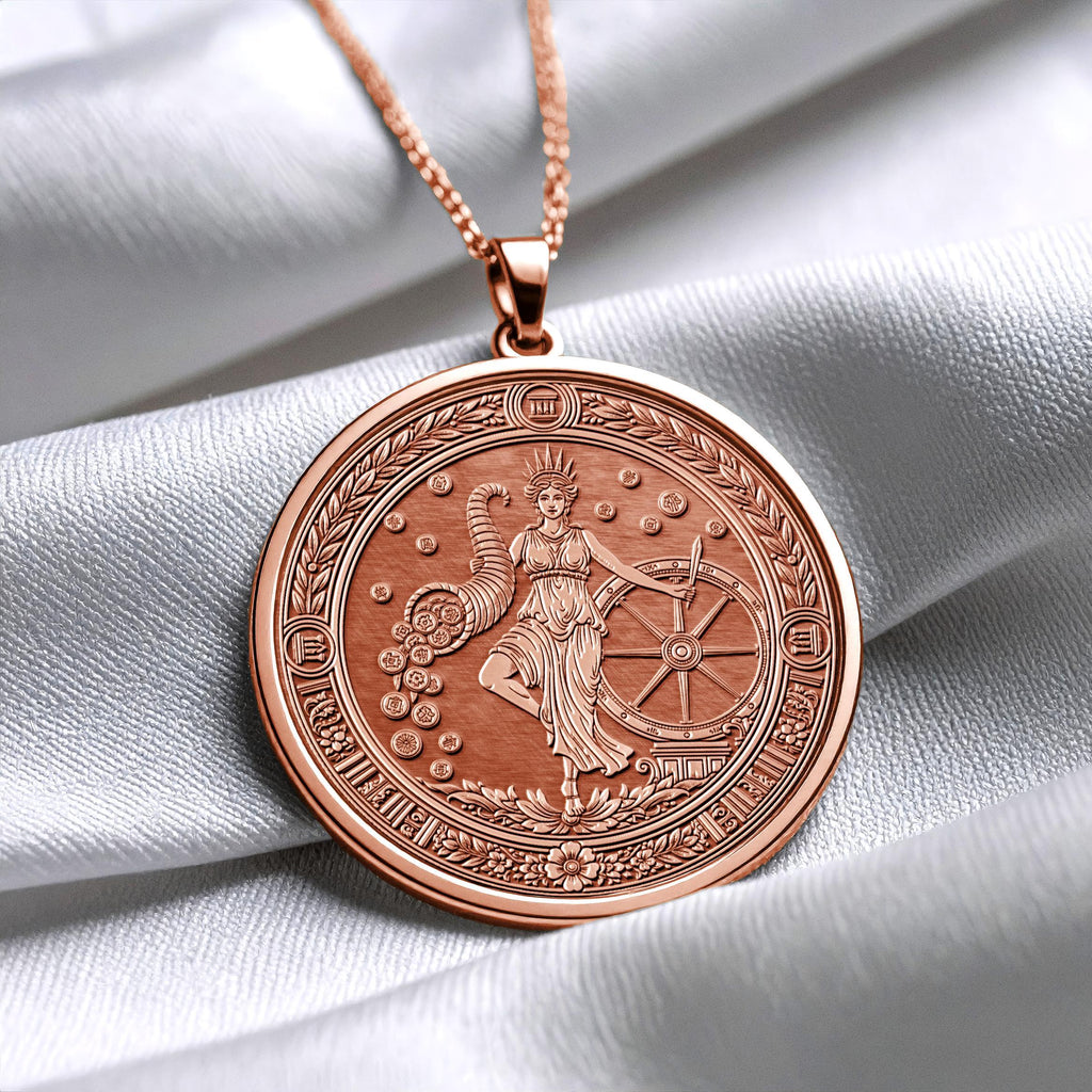 Fortuna Pendant Necklace, Roman Goddess Jewelry, Luck and Prosperity Charm, Lucky Gift