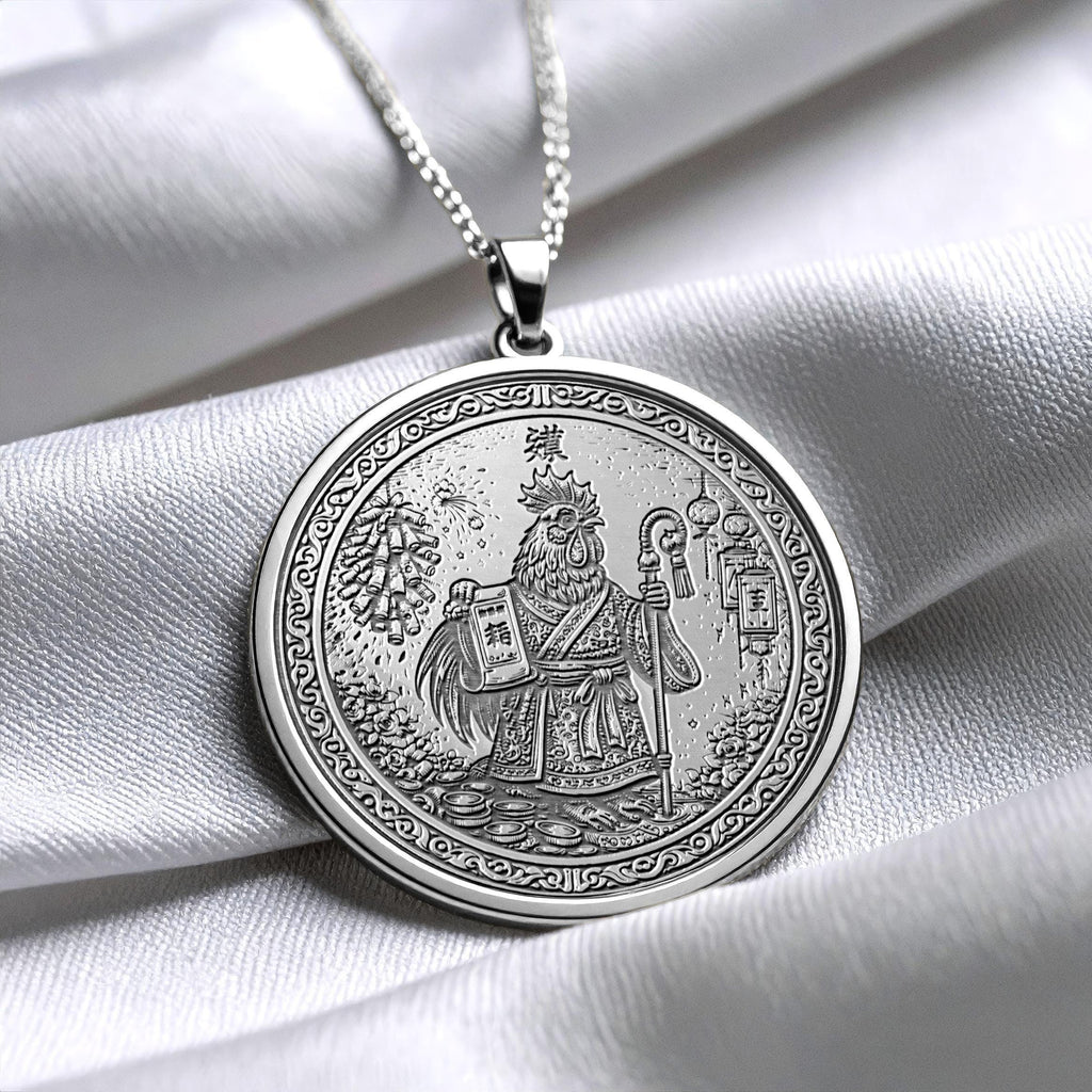 Year of the Rooster Chinese Zodiac Necklace - Pendant of Confidence, Success & Precision
