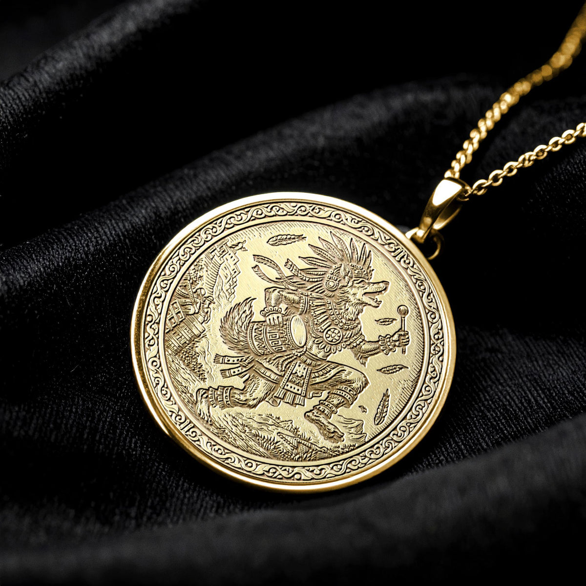 Huehuecoyotl Necklace – Aztec Trickster God of Music and Dance