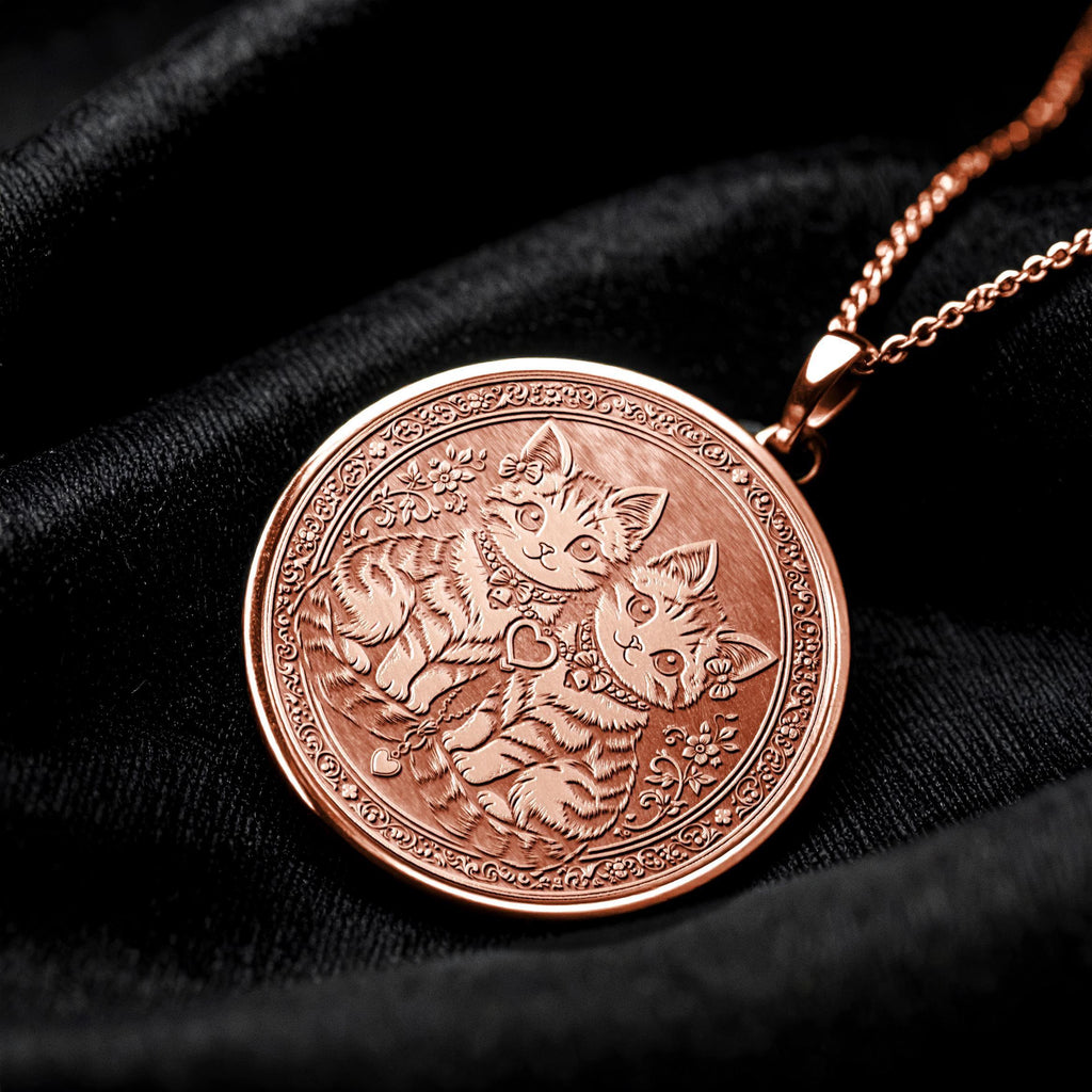 Twin Cats Love Pendant Necklace